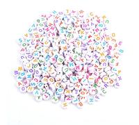 500Pcs Round Letter Beads, 7 Colors Alphabet A - Z White Flat Round Acrylic Beads for Jewelry Making DIY Bracelets Necklaces Key Chains