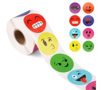 500pcs Round Smile Stickers, 1.5 Inch Small Happy Face Kids Stickers Roll Cute Tiny Reward Water Bottle Stickers for School Incentive Chart Classroom Teachers (8 Styles)