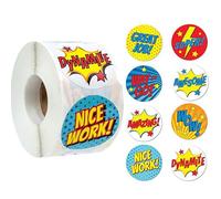 500pcs Round Super-Hero Stickers 2.5cm,Cartoon Roll Kids Superhero Round Self Adhesive Stickers for Card Making Sealing Envelopes Wrapping Presents Boy Girl Party Hero Decoration