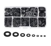 500PCS Rubber Washers, 8 Sizes Nylon Washer Assortment, Round Gasket Collection, PlasticTap Washer, Black Flat Plastic Spacers & Washers for Sealing Repair and Hose/Shower Head Connection (Plastic)