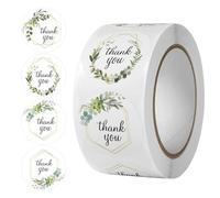 500Pcs Self-Adhesive Thank You Stickers, Round Paper Label Stickers for Thank You Gifts Wedding Birthday Thanks Giving Party Gift Wrap, Letters, Envelopes