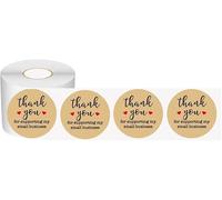 500Pcs/Sets Thank You for Supporting My Small Business Stickers Thank You Label Stickers Brown Roll Business Labels Stickers for Boutiques Shop Wrapping Supplies