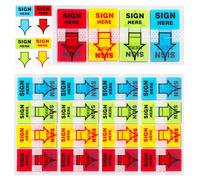 500Pcs Sign Here Stickers,4 Colors Sign Here Tabs with Dispenser Arrow Flag, Adhesive Sign Here Sticky Tabs for Documents Notebooks Home Office School Supplies