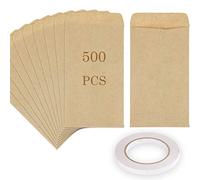 500PCS Small Kraft Coin Envelopes, Kraft Paper Brown Seed Envelopes with Adhesive, Mini Parts Envelopes Bags for Packing or Storing Small Items Seeds, Coins, Wages, Notes, Beads (6 x 10cm/2.4 x 3.9)