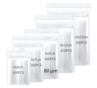 500PCS Small Plastic Bags Resealable Clear for Packaging 160μm in 5 Sizes