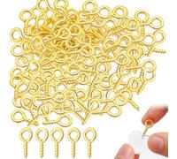 500PCS Small Screw Eye Pins, 10 x 5 mm Eyelet Screws, Mini Stainless Steel Screw Eyes, Tiny Screw Hooks, Threaded Eye Pins for Jewellery Making DIY Craft Hanging Ornament(Gold)