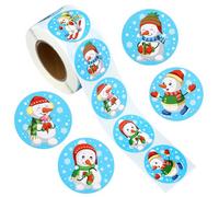 500pcs Snowman Stickers, 38mm/1.5in Cute Personalized Christmas Winter Sticker Roll Round Seal Labels for Envelope Gift Greeting Card Teacher Reward Birthday Holiday Party Decor