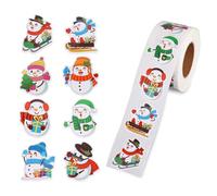 500pcs Snowman Stickers, Cute Christmas Sticker Roll Winter Holiday Seal Labels for Envelopes Gifts Tag Greeting Card Party Decorations