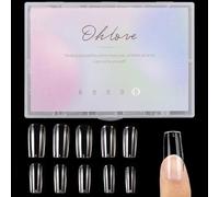 500Pcs Square Nail Tips Full Cover Clear Fake Nail Tips for Acrylic Nails, Size 0~9