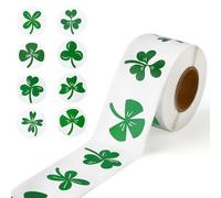 500pcs St. Patricks Day Shamrock Stickers, Self-Adhesive Irish Lucky Green Clover Stickers St Patricks Day Decal Party Decorations for Card Gift Packing Envelope Seal