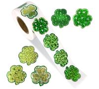 500pcs St. Patrick's Stickers, Glitter Green Shamrock Seal Stickers Self-Adhesive Waterproof Labels for Envelopes Journal Decor Irish Party Supplies