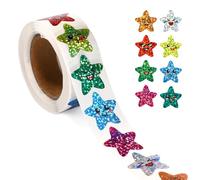500pcs Star Smile Stickers, Premium Diameter 1in Glitter Smiling Face Stickers Roll Package Decoration Supplies Reward Awards and Incentives for Kids Children Suitable for Teacher