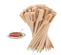 500pcs Steak Temperature Sticks, Wooden Skewers Steak Markers Flat Skewers Cocktail Toothpicks Steak Accessories for Barbecue Fruit Grilling Roasting Party Cocktail