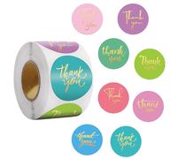 500Pcs Stickers, Gold Foil Round Stickers, 1.0 Inch,8 Unique Designs,Thank You Sticker Roll, Baby Gift and Wedding Stickers Labels, Wrapping Supplies for Handmade Goods Small Business Owners