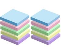 500pcs Sticky Notes Self-Stick Notes Set Colours Super Sticky Notes Pastel 76mm X 76mm Office Supplies Stationary for Studying & to Do Lists 100 Sheets/Pad 5 Colors (Pack of 2)