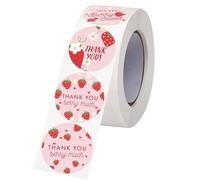 500Pcs Strawberry Thank You Label for Seal Envelope Candy Bag Cupcake Wedding Packaging Thank You Sticker Sealing Label Wedding Sticker