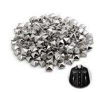 500Pcs Studs for Clothing, Silver Studs DIY, 10mm Punk Spikes and Studs Metal, 4-Claw Square Stud for Clothings for Leathercrafts DIY Projects Bags Belt Shoe Decorative Clothings Jeans