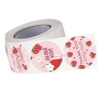 500PCS Thank You Label Adhesive Wrapping Label Strawberry Sticker for Seal Envelope Card Bag Wedding Packaging Strawberry Sticker