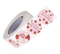 500PCS Thank You Label Adhesive Wrapping Label Strawberry Sticker for Seal Envelope Card Bag Wedding Packaging Strawberry Sticker