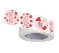 500PCS Thank You Label Adhesive Wrapping Label Strawberry Thank You Sticker for Seal Envelope Card Bag Wedding Packaging Cupcake Decoration Sticker