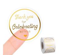 500pcs Thank You Stickers - Clear, Gold Foil, 1.5 Inch Round Stickers for Weddings, Birthdays, Greeting Cards, Invitations, Baby Showers, Graduation