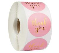 500pcs Thank You Stickers Labels Round 1 Inch Small Business Gold Foil (Pink)