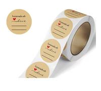 500PCS Thank You Stickers Small Business Made with Love Stickers Round Baking Kraft Sticker Stickers Self-Adhesive Label Home Made Labels for Gift Bags Christmas for Birthdays Weddings (Type6)