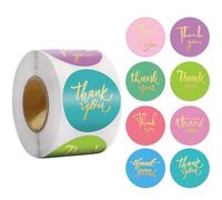 500pcs Thanks You Stickers,2.5cm/1inch Colorful Round Thank You Self-Adhesive Round Paper Label Stickers for Gifts Wedding Birthday Party Bags Packaging Gift Small Paper Sticker