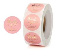 500pcs Thanks You Stickers,2.5cm/1inch Pink Round Thank You Stickers Self-Adhesive Round Paper Label Sticker for Thanks You Gifts Wedding Birthday Party Bags Packaging Gift Cards Small Paper Sticker