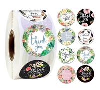 500pcs Thanks You Stickers,3.8cm/1.5inch Colorful Round Self-Adhesive Round Paper Label Stickers for Thank You Gifts Wedding Birthday Party Bags Packaging Gift Small Paper Sticker