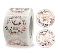500pcs Thanks You Stickers,3.8cm/1.5inch Rose Gold Round Thank You Stickers Self-Adhesive Round Paper Label Sticker for Thank You Gifts Wedding Birthday Party Bags Packaging Gift Small Paper Sticker