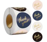 500pcs Thanks You Stickers,3.8cm/1.5inch Round Thank You Stickers Self-Adhesive Round Paper Label Sticker for Thanks You Gifts Wedding Birthday Party Bags Packaging Gift Small Paper Sticker