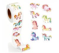 500Pcs Unicorn Stickers Roll,Cute Self-Adhesive Rainbow Unicorn Stickers,Waterproof Cartoon DIY Craft Labels,Cartoon Animal Decals for Reward Envelope Seal Letter Invitation Decoration,Party Supplies