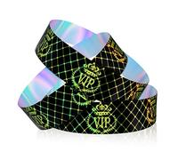 500pcs VIP Wristbands, Plastic Wristbands Party Wristbands Waterproof Paper Wristbands VIP Custom Wristbands VIP Armbands for Events Concerts Music Festivals (Black Gold)