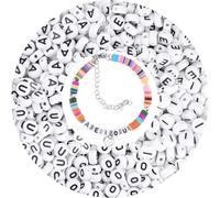 500Pcs Vowel Letter Beads A E I O U for Bracelet Making Kit, Alphabet Friendship Bracelet Beads 7mm Acrylic Round Spacer for DIY Necklace Earring Jewellery Making