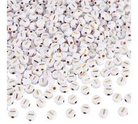 500Pcs White Letter Beads 4x7mm Golden Alphabet Beads for Bracelet Necklace Making Kit Acrylic Letter Pony Bead for DIY Crafts Keychain Jewelry Making