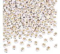 500Pcs White Letter Beads 4x7mm Golden Alphabet Beads for Bracelet Necklace Making Kit Acrylic Letter Pony Bead for DIY Crafts Keychain Jewelry Making