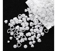 500PCS White Pearls Heart Nail Charms - 3D Beads Flatback Embellishments for Nail Art, DIY Crafts, Accessories, and Jewelry Supplies