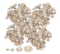 500PCS Wood Flower Leaf, Flowers Wood Cutouts Sizes Mixed Wooden Cutout Flower Craft Ornaments Unfinished Wooden Ornaments for DIY Art