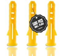 500PCS Yellow Wall Plugs, 6mm Masonry Wall Anchors, Expansion Fixing Plugs for Brick, Concrete, Stone & Plasterboard Walls, Plastic Raw Plugs for Screw Fixings DIY & Construction