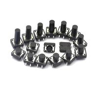 500pcs12*12 * 22/20/19/18/17/16/15/14/13/12/11/10/9/8/7/6/5/4.5mm Tactile Push Button Switch 4pin Tact Touch Switch Black IDGTTLDF(Height 15 mm)