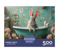 500Pieces Jigsaw Animal Rabbit Square Puzzles for Adults & Wooden Puzzles Home Decoration Puzzle 500pcs (52x38cm)