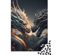 500Pieces Jigsaw Brave Dragon Square Puzzles for Adults & Wooden Puzzles Home Decoration Puzzle 500pcs (52x38cm)