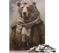 500Pieces Jigsaw Freezing Brown Bear Square Puzzles for Adults & Wooden Puzzles Home Decoration Puzzle 500pcs (52x38cm)