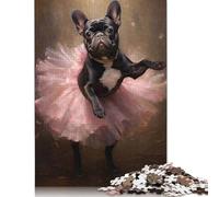 500Pieces Jigsaw French Bulldog Ballerina Square Puzzles for Adults & Wooden Puzzles Home Decoration Puzzle 500pcs (52x38cm)