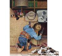 500Pieces Jigsaw Little Cowboy Square Puzzles for Adults & Wooden Puzzles Home Decoration Puzzle 500pcs (52x38cm)