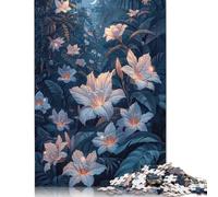500Pieces Jigsaw Moonlit Forest Flowers Square Puzzles for Adults & Wooden Puzzles Home Decoration Puzzle 500pcs (52x38cm)