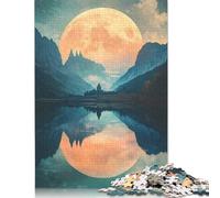 500Pieces Jigsaw Moonlit Mountain Lake Square Puzzles for Adults & Wooden Puzzles Home Decoration Puzzle 500pcs (52x38cm)