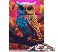 500Pieces Jigsaw Owl Abstract 3d Square Puzzles for Adults & Wooden Puzzles Home Decoration Puzzle 500pcs (52x38cm)