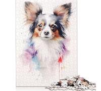 500Pieces Jigsaw Papillon Dog Portrait Square Puzzles for Adults & Wooden Puzzles Home Decoration Puzzle 500pcs (52x38cm)